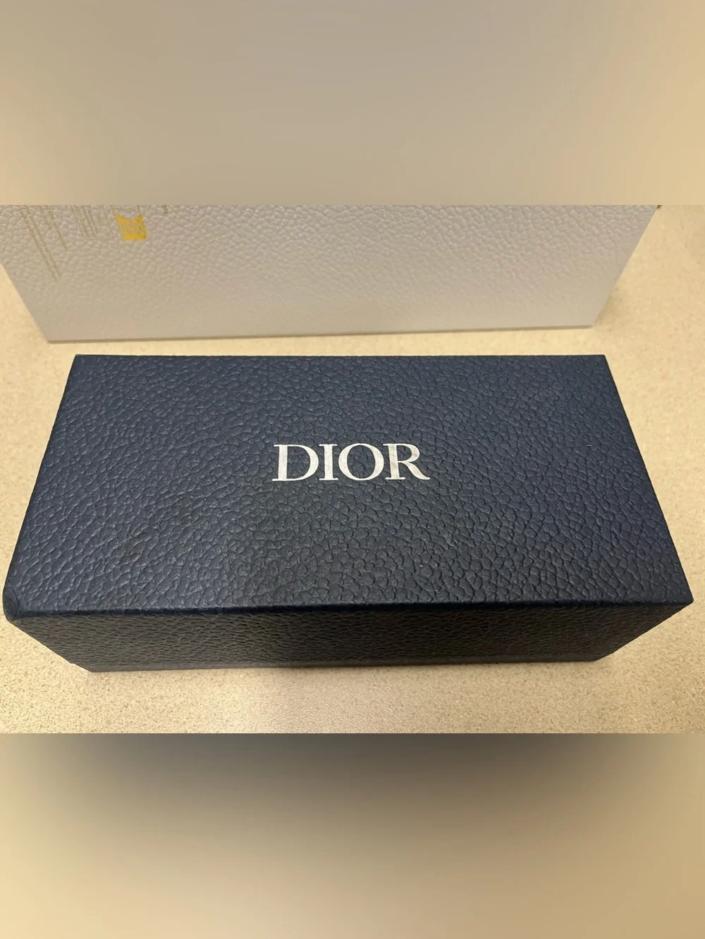 Authentic Dior Blue Textured Sunglasses Case with Gold Logo